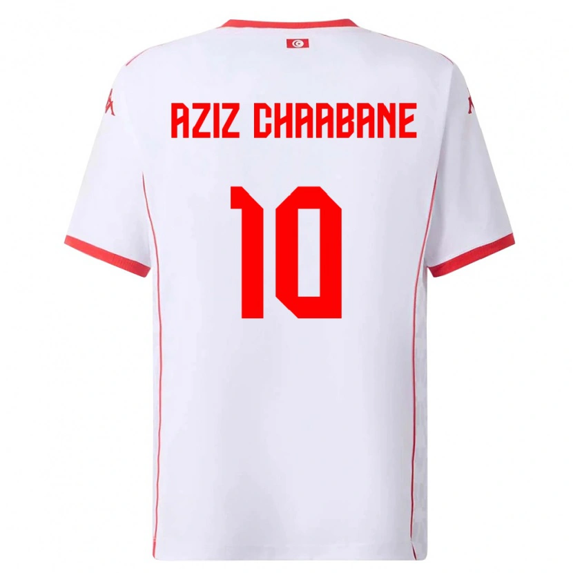 Danxen Dámské Tunisko Mohamed Aziz Chaabane #10 Bílá Červená Daleko Hráčské Dresy 26-28 Dres