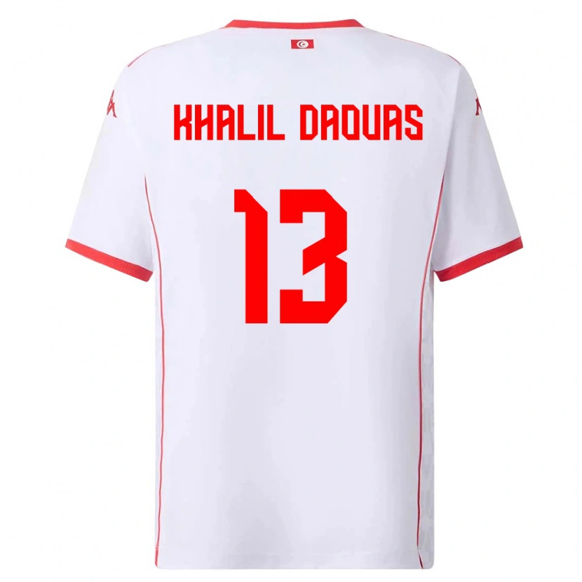 Danxen Dámské Tunisko Mohamed Khalil Daouas #13 Bílá Červená Daleko Hráčské Dresy 26-28 Dres