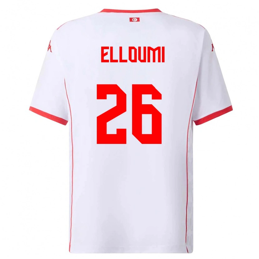 Danxen Dámské Tunisko Khalil Elloumi #26 Bílá Červená Daleko Hráčské Dresy 26-28 Dres