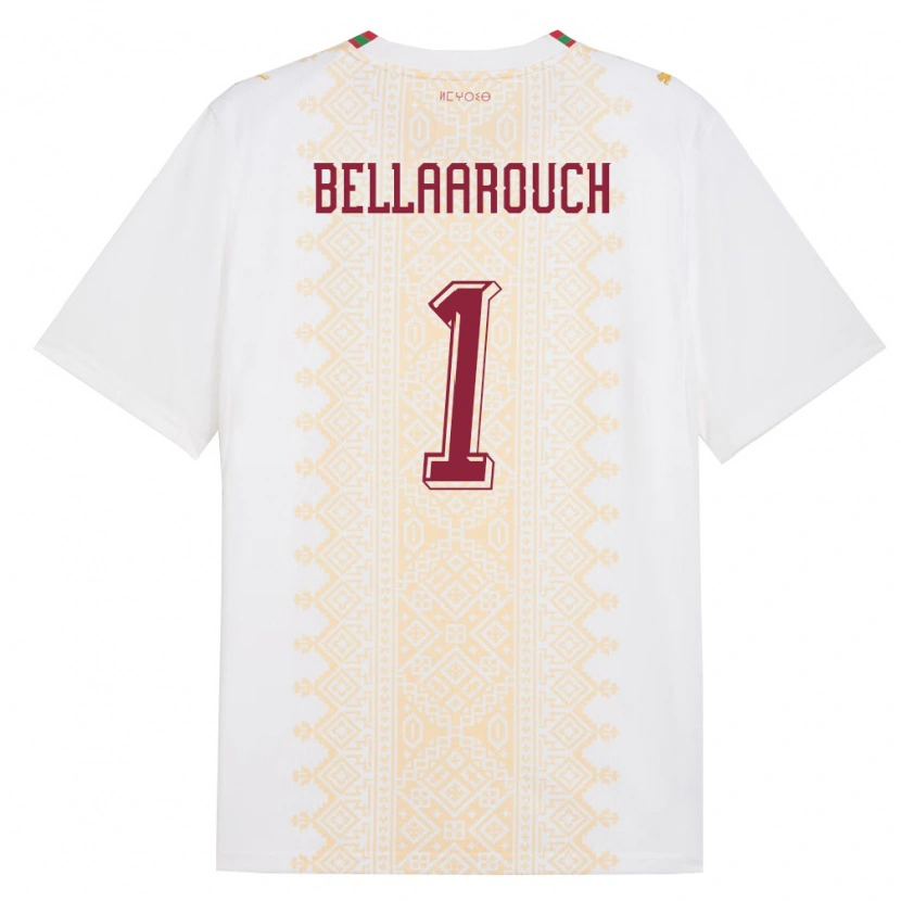 Danxen Dámské Maroko Chouaib Bellaarouch #1 Bílá Zlatá Červená Daleko Hráčské Dresy 26-28 Dres