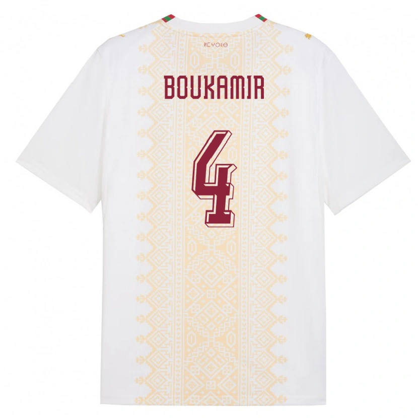 Danxen Dámské Maroko Mehdi Boukamir #4 Bílá Zlatá Červená Daleko Hráčské Dresy 26-28 Dres