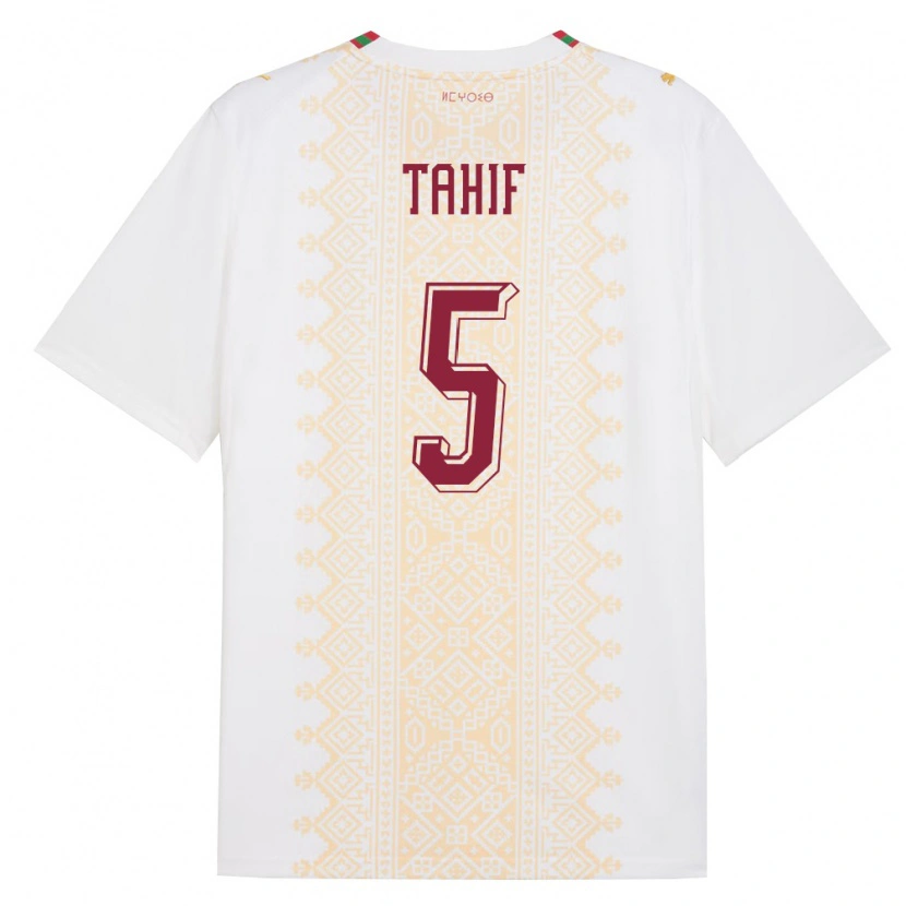Danxen Dámské Maroko Adil Tahif #5 Bílá Zlatá Červená Daleko Hráčské Dresy 26-28 Dres