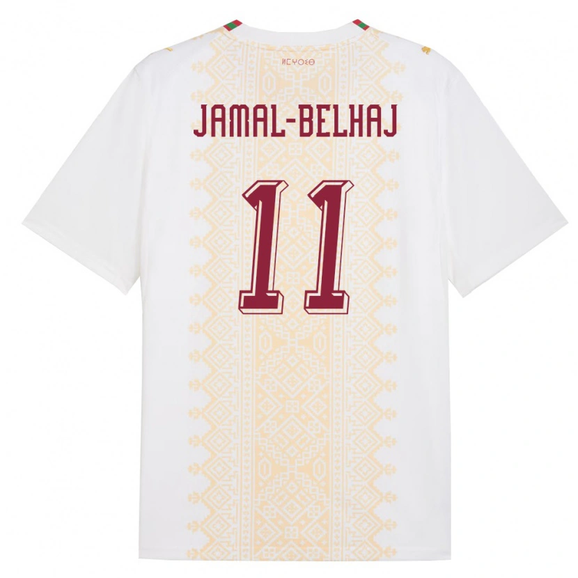 Danxen Dámské Maroko Hatim Jamal-Belhaj #11 Bílá Zlatá Červená Daleko Hráčské Dresy 26-28 Dres