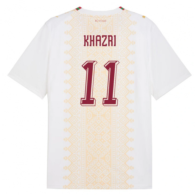 Danxen Dámské Maroko Anas Khazri #11 Bílá Zlatá Červená Daleko Hráčské Dresy 26-28 Dres