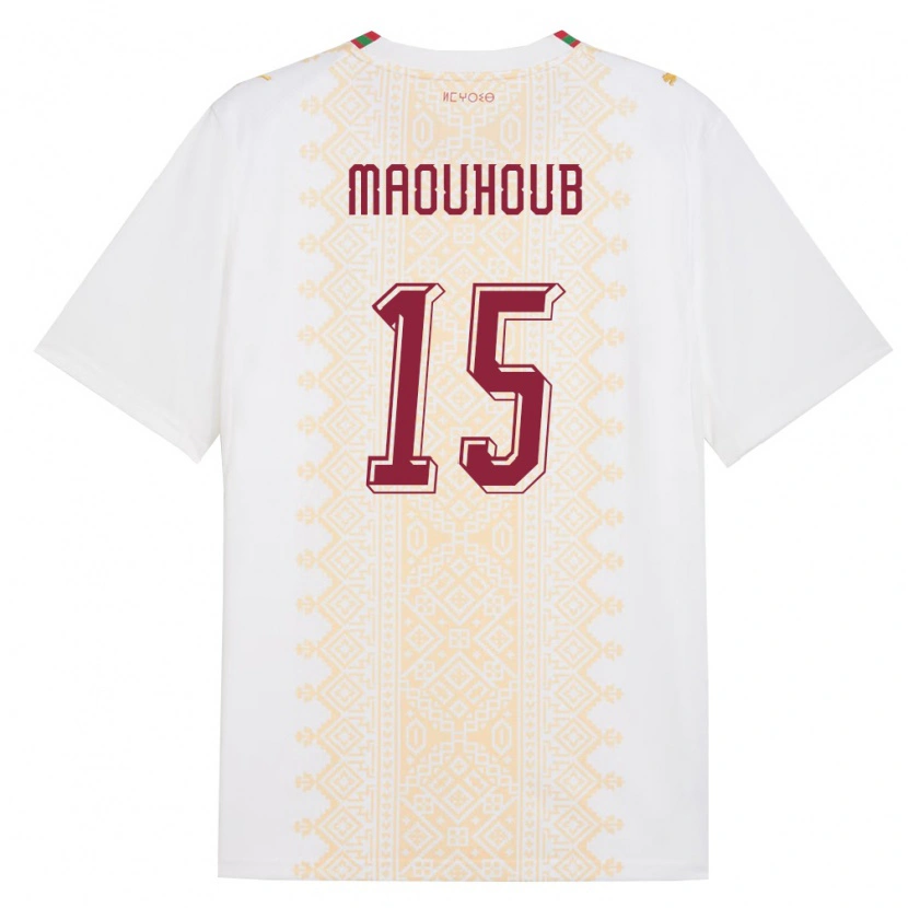 Danxen Dámské Maroko El Mehdi Maouhoub #15 Bílá Zlatá Červená Daleko Hráčské Dresy 26-28 Dres
