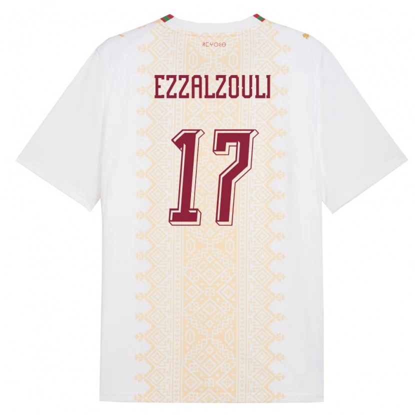 Danxen Dámské Maroko Abde Ezzalzouli #17 Bílá Zlatá Červená Daleko Hráčské Dresy 26-28 Dres