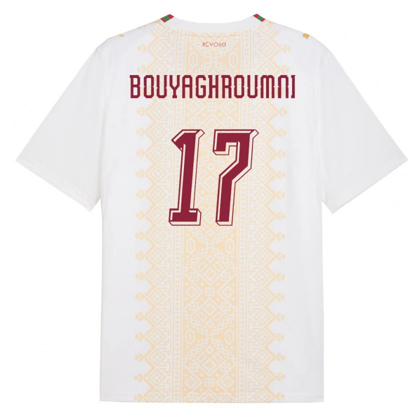 Danxen Dámské Maroko Jaafar Bouyaghroumni #17 Bílá Zlatá Červená Daleko Hráčské Dresy 26-28 Dres