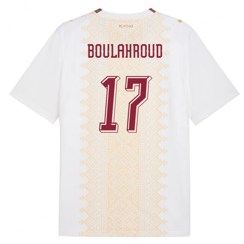 Danxen Dámské Maroko Charaf Eddine Boulahroud #17 Bílá Zlatá Červená Daleko Hráčské Dresy 26-28 Dres