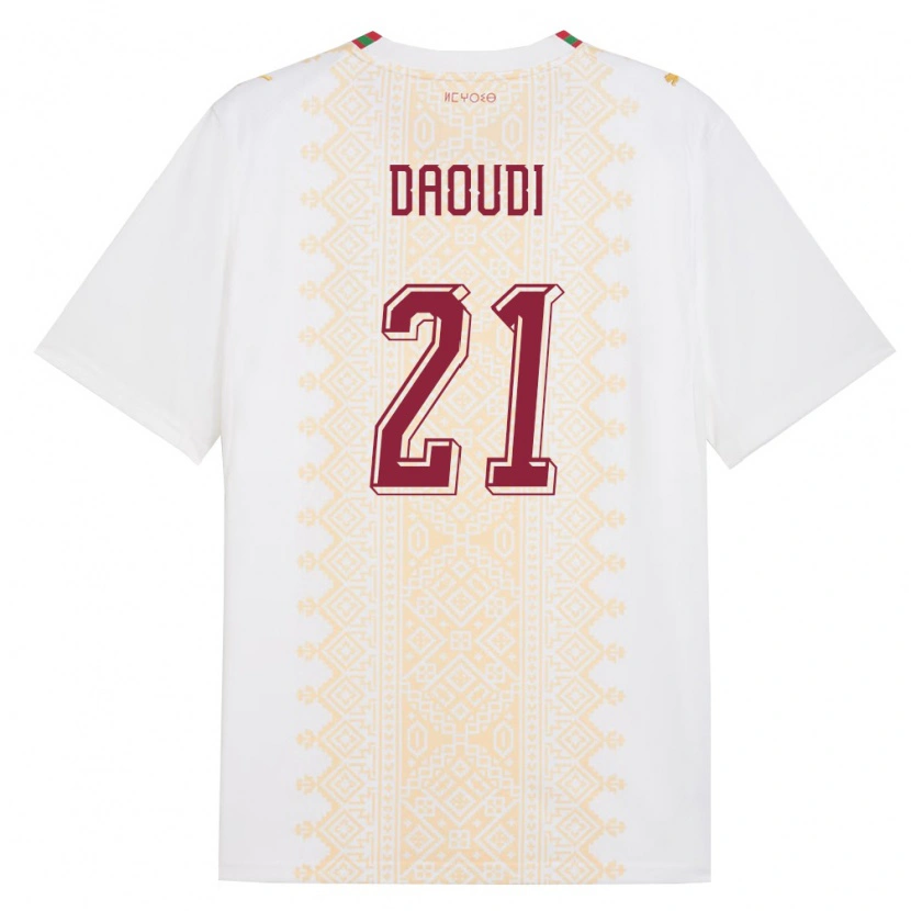 Danxen Dámské Maroko Abdelali Daoudi #21 Bílá Zlatá Červená Daleko Hráčské Dresy 26-28 Dres