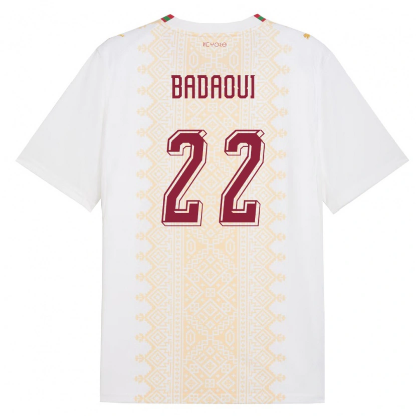 Danxen Dámské Maroko Yassine Badaoui #22 Bílá Zlatá Červená Daleko Hráčské Dresy 26-28 Dres