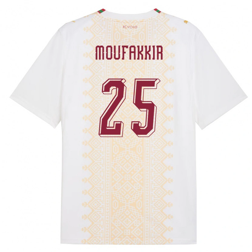 Danxen Dámské Maroko Ishak Moufakkir #25 Bílá Zlatá Červená Daleko Hráčské Dresy 26-28 Dres