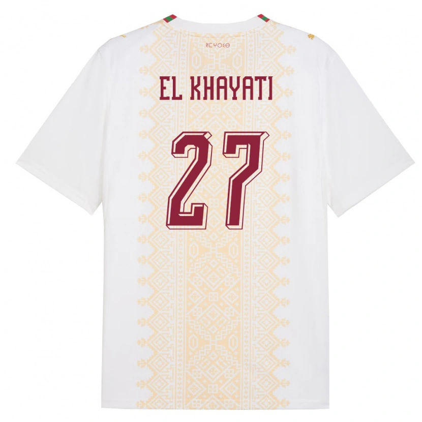 Danxen Dámské Maroko Ayoub El Khayati #27 Bílá Zlatá Červená Daleko Hráčské Dresy 26-28 Dres