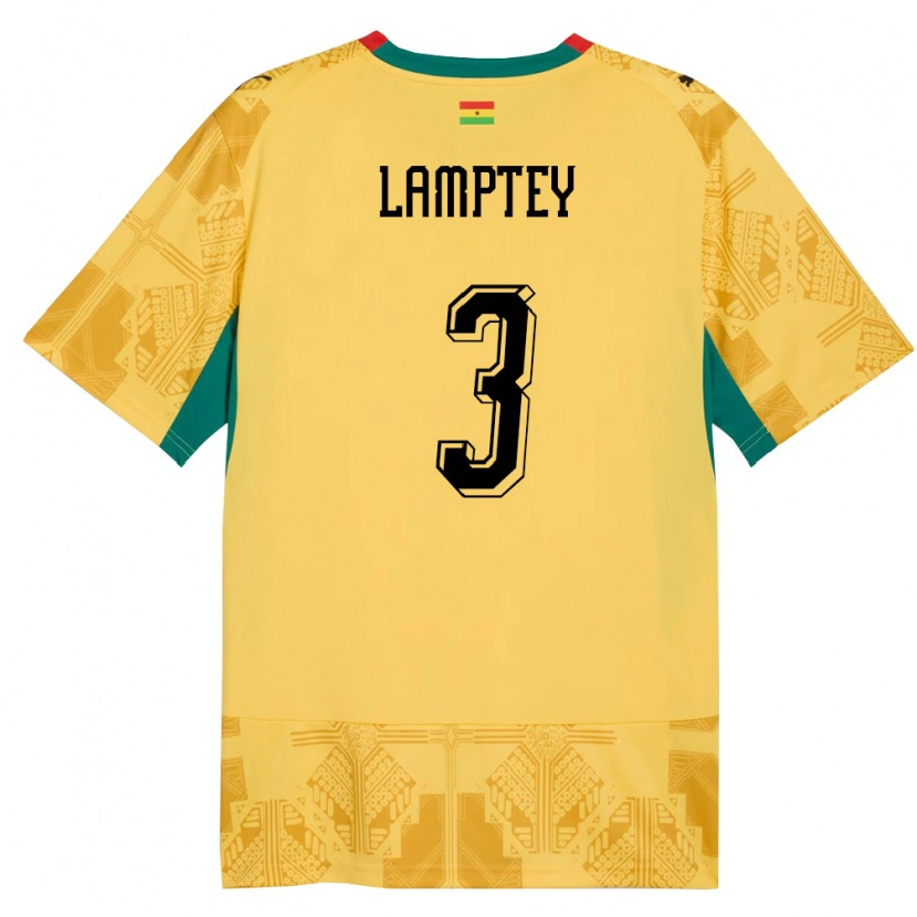 Danxen Dámské Ghana Tariq Lamptey #3 Žlutá Červená Černá Daleko Hráčské Dresy 26-28 Dres