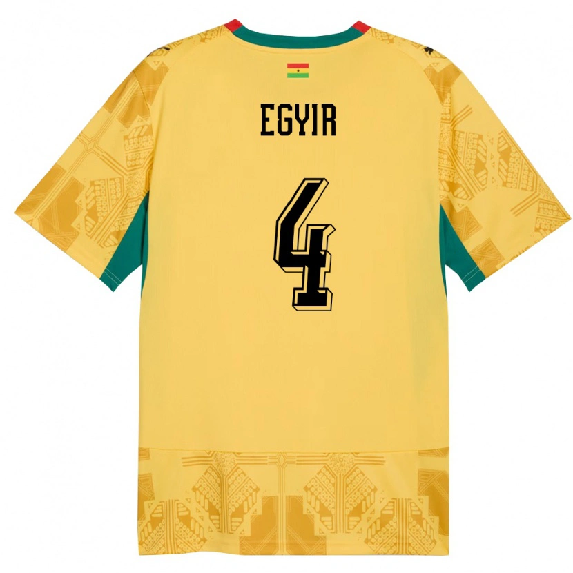 Danxen Dámské Ghana Janet Egyir #4 Žlutá Červená Černá Daleko Hráčské Dresy 26-28 Dres