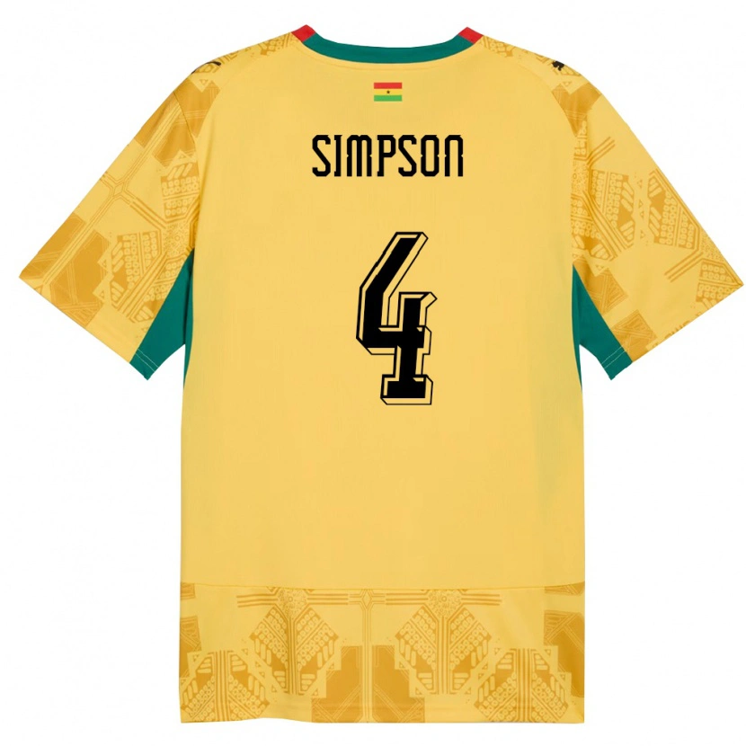Danxen Dámské Ghana Razak Simpson #4 Žlutá Červená Černá Daleko Hráčské Dresy 26-28 Dres