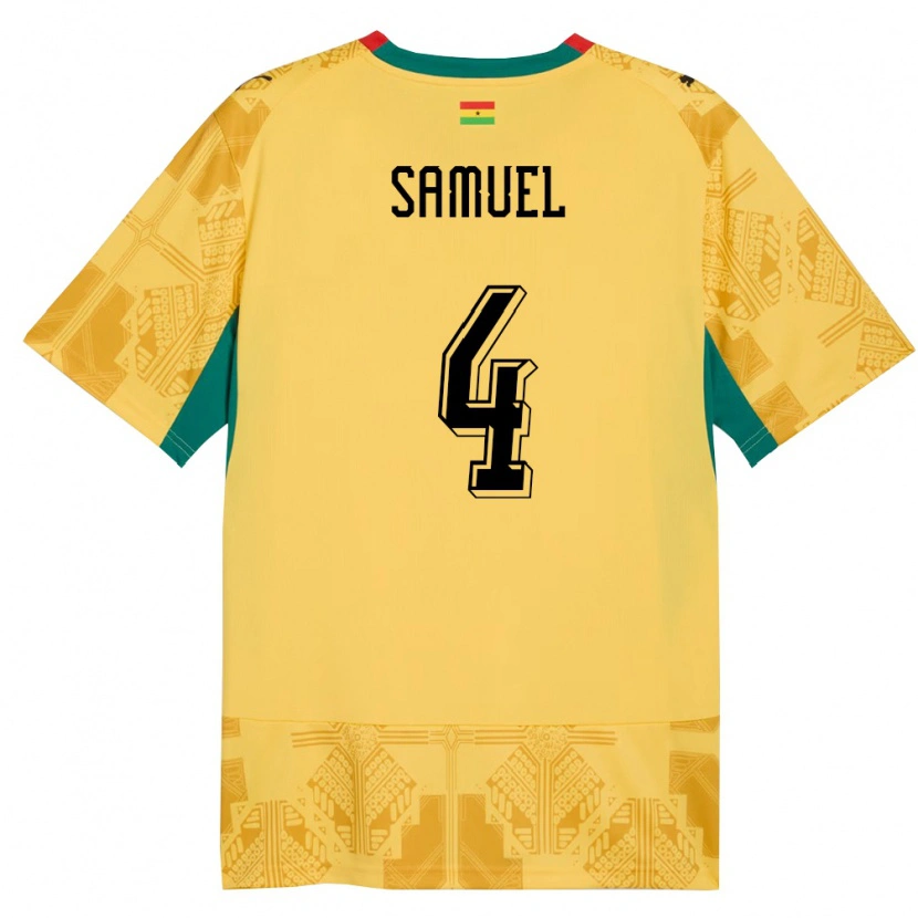 Danxen Dámské Ghana Samuel Abbey-Ashie Quaye #4 Žlutá Červená Černá Daleko Hráčské Dresy 26-28 Dres
