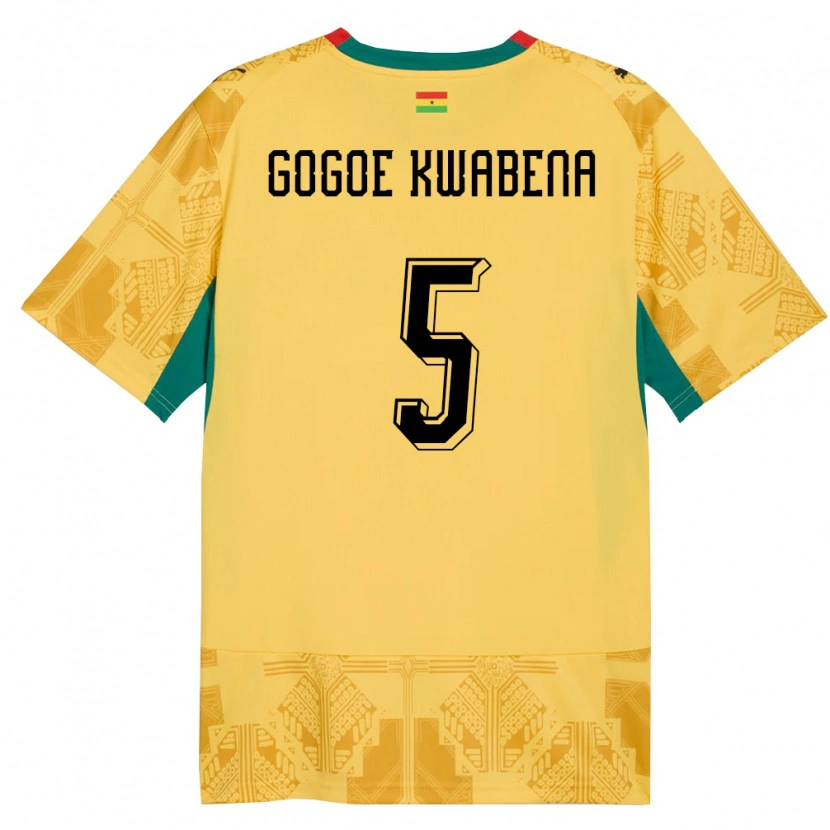 Danxen Dámské Ghana Boahen Gogoe Kwabena #5 Žlutá Červená Černá Daleko Hráčské Dresy 26-28 Dres