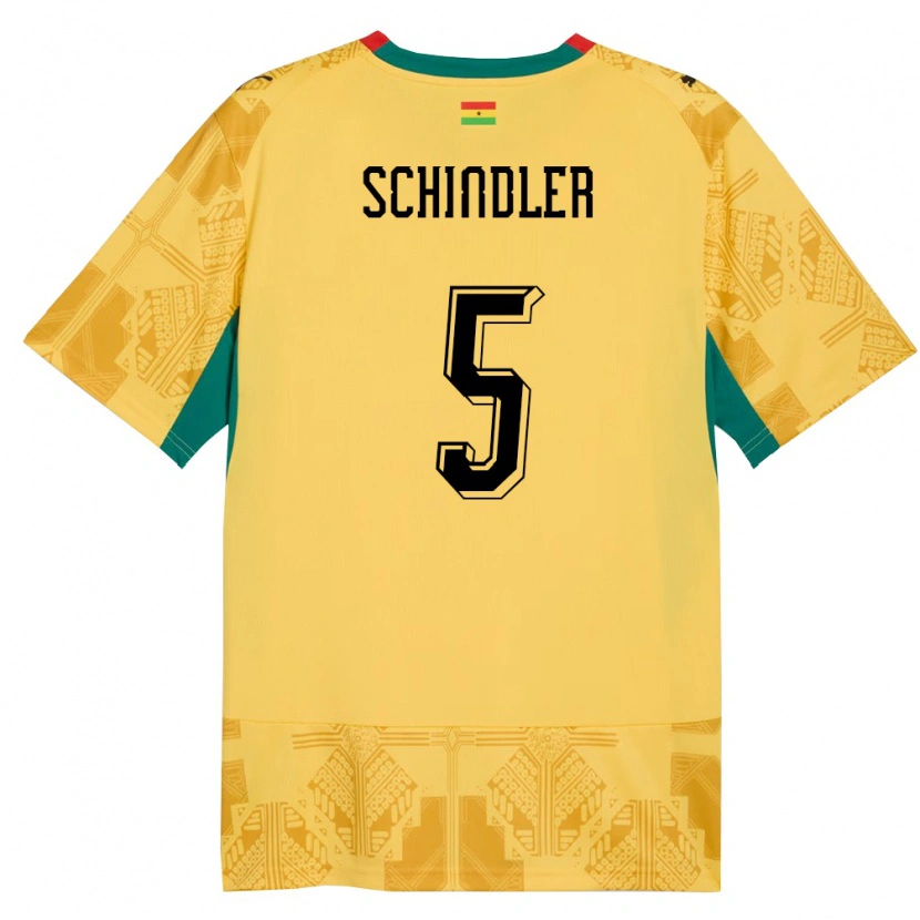 Danxen Dámské Ghana Kingsley Schindler #5 Žlutá Červená Černá Daleko Hráčské Dresy 26-28 Dres