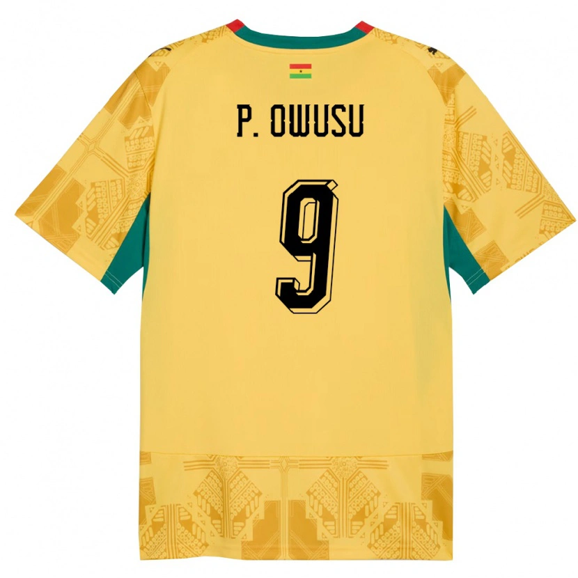 Danxen Dámské Ghana Prince Osei Owusu #9 Žlutá Červená Černá Daleko Hráčské Dresy 26-28 Dres