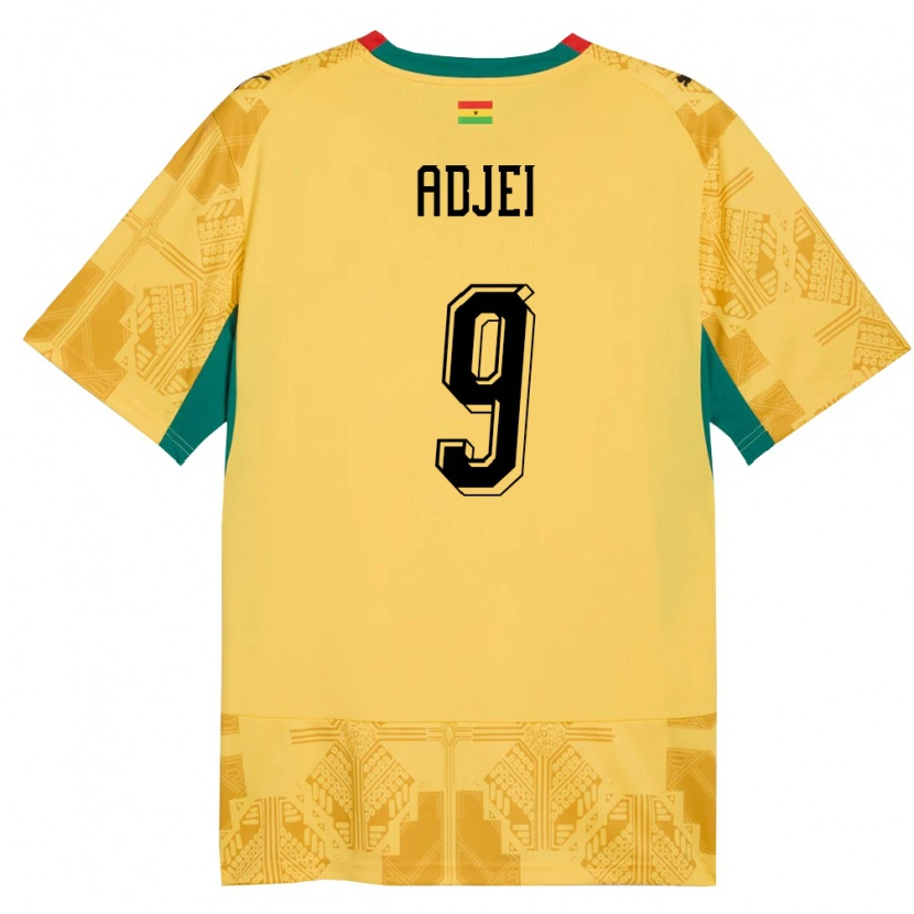 Danxen Dámské Ghana Vivian Adjei #9 Žlutá Červená Černá Daleko Hráčské Dresy 26-28 Dres