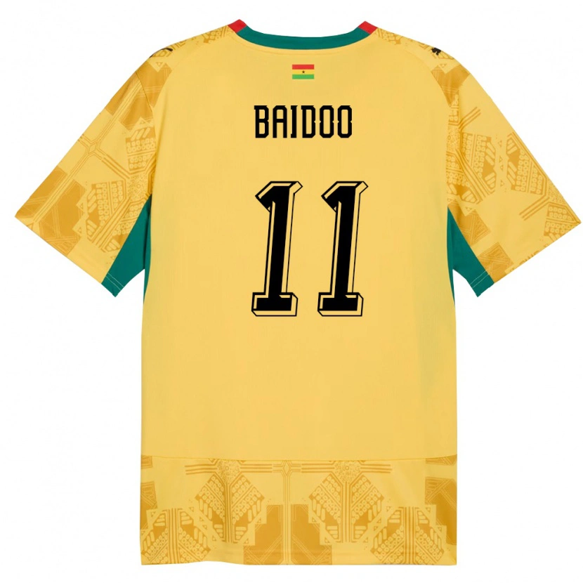 Danxen Dámské Ghana Michael Baidoo #11 Žlutá Červená Černá Daleko Hráčské Dresy 26-28 Dres