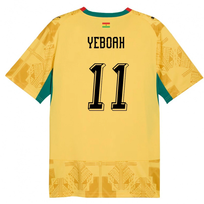 Danxen Dámské Ghana Emmanuel Yeboah #11 Žlutá Červená Černá Daleko Hráčské Dresy 26-28 Dres
