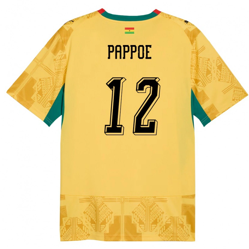 Danxen Dámské Ghana Isaac Pappoe #12 Žlutá Červená Černá Daleko Hráčské Dresy 26-28 Dres