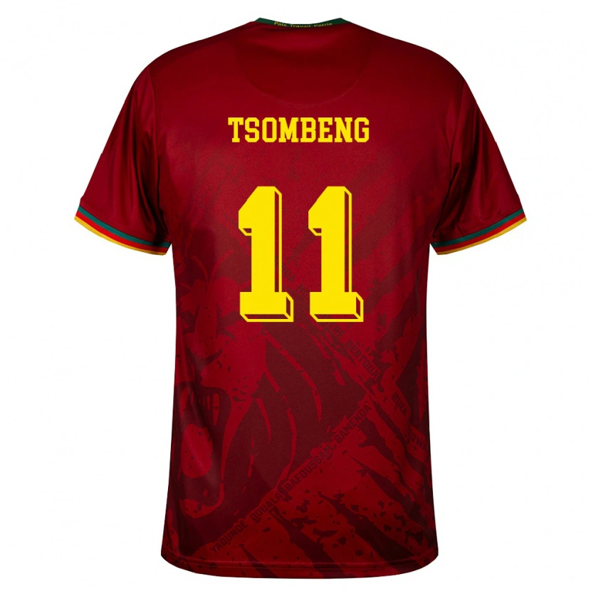 Danxen Dámské Kamerun Arnaud Tsombeng #11 Tmavě Červená Zelená Žlutá Daleko Hráčské Dresy 26-28 Dres