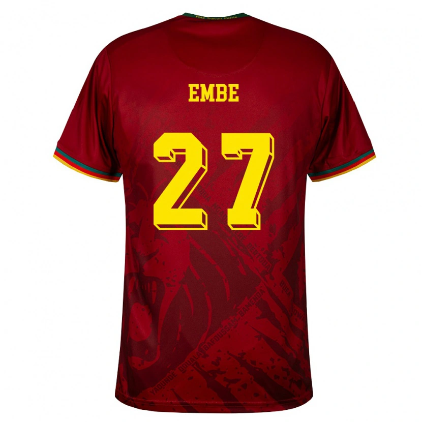 Danxen Dámské Kamerun Eric Embe #27 Tmavě Červená Zelená Žlutá Daleko Hráčské Dresy 26-28 Dres