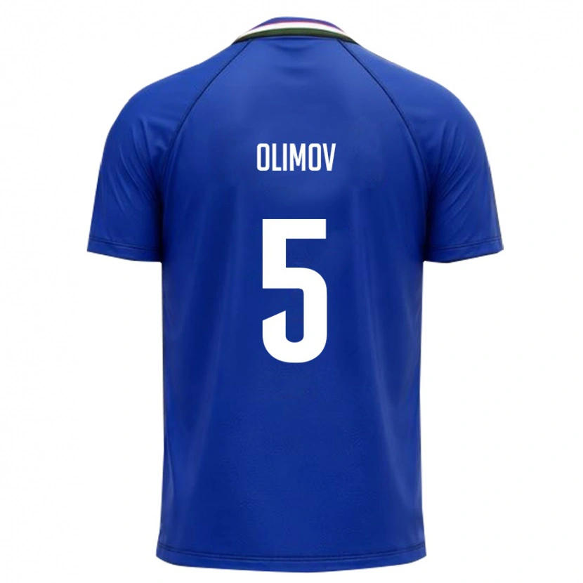 Danxen Dětské Uzbekistán Elsevar Olimov #5 Královská Modrá Bílá Domů Hráčské Dresy 26-28 Dres