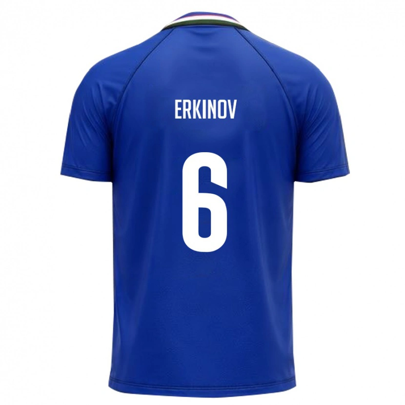 Danxen Dětské Uzbekistán Bekhruz Erkinov #6 Královská Modrá Bílá Domů Hráčské Dresy 26-28 Dres