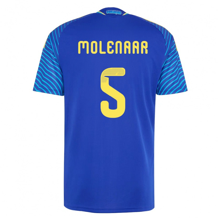 Danxen Dětské Curaçao Jayron Molenaar #5 Námořnická Bílá Domů Hráčské Dresy 26-28 Dres