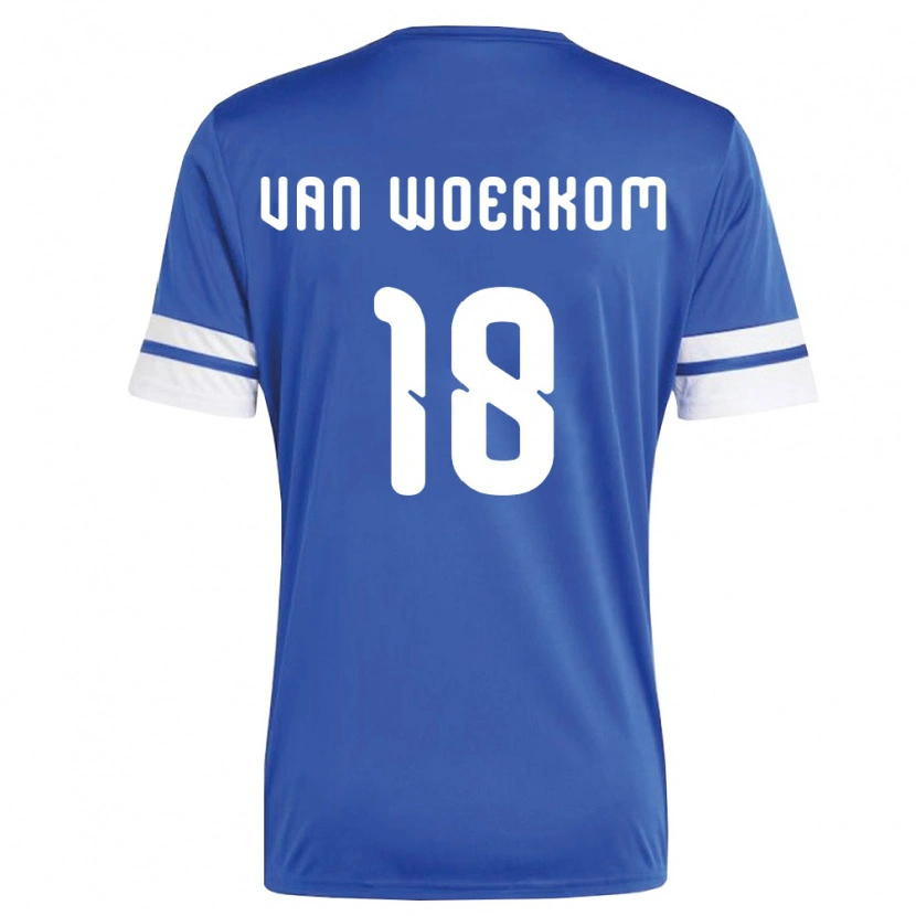 Danxen Dětské Curaçao Sebastian Van Woerkom #18 Námořnická Bílá Domů Hráčské Dresy 26-28 Dres
