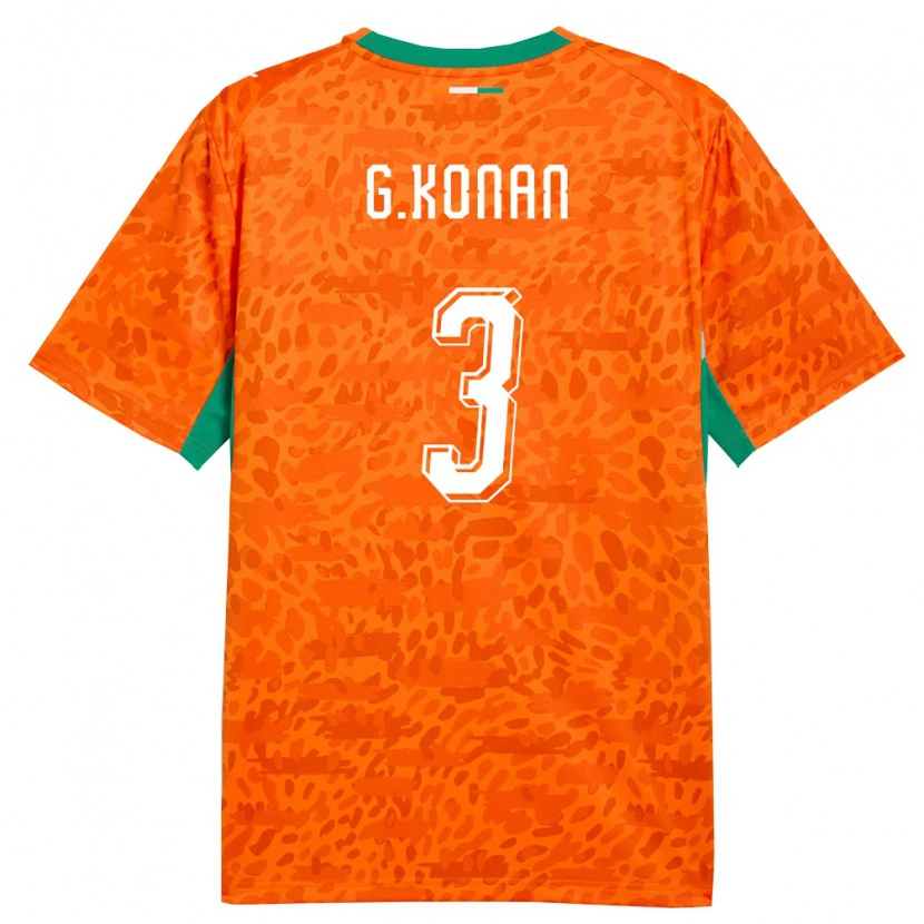 Danxen Dětské Pobřeží Slonoviny Ghislain Konan #3 Oranžová Zelená Bílá Domů Hráčské Dresy 26-28 Dres