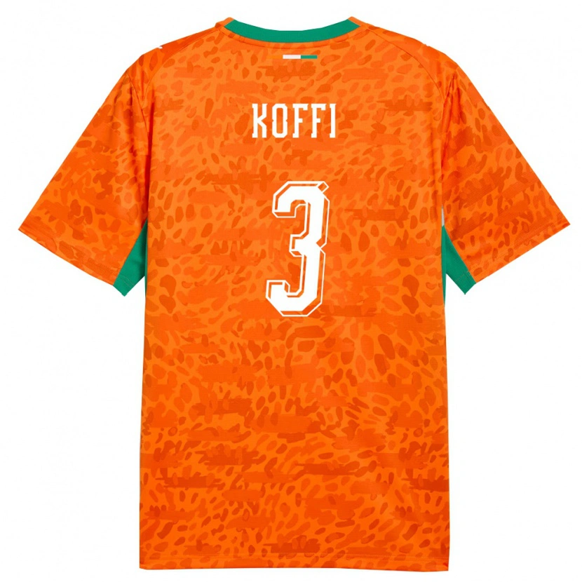 Danxen Dětské Pobřeží Slonoviny Kouadio Koffi #3 Oranžová Zelená Bílá Domů Hráčské Dresy 26-28 Dres