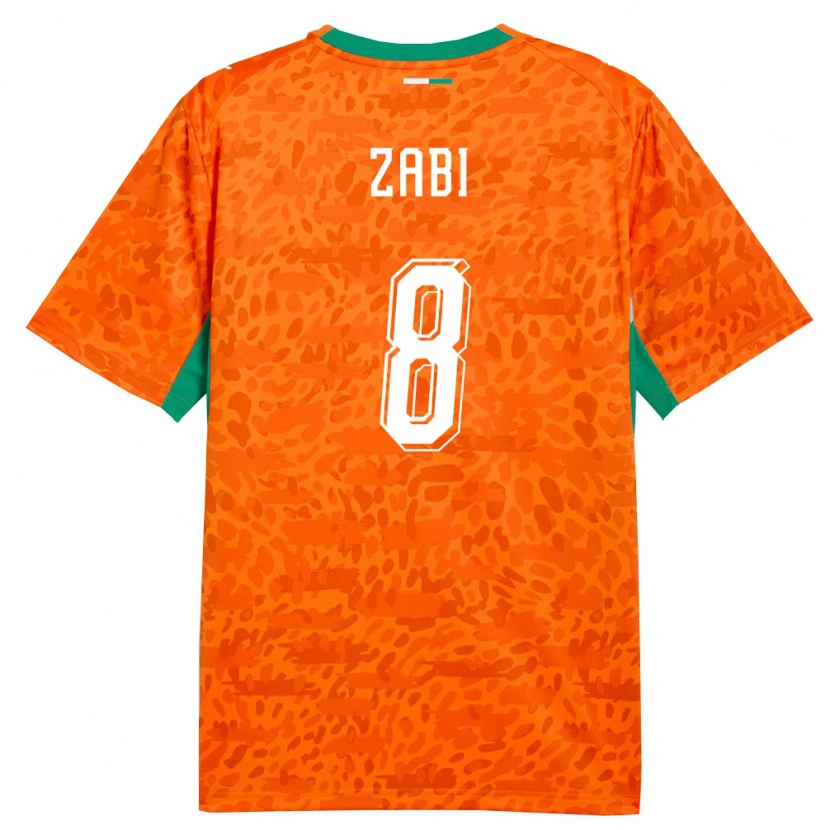 Danxen Dětské Pobřeží Slonoviny Patrick Zabi #8 Oranžová Zelená Bílá Domů Hráčské Dresy 26-28 Dres