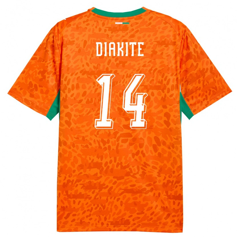 Danxen Dětské Pobřeží Slonoviny Oumar Diakité #14 Oranžová Zelená Bílá Domů Hráčské Dresy 26-28 Dres