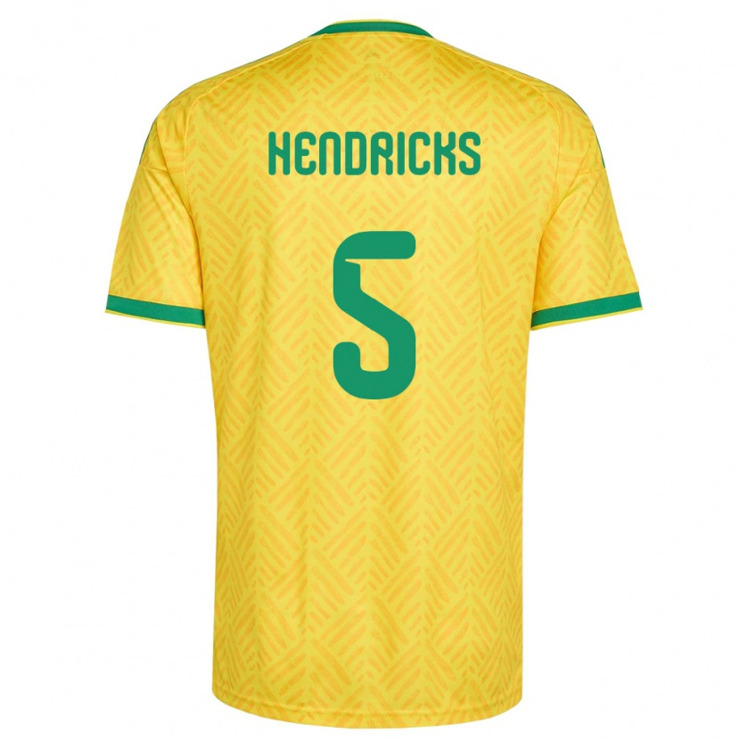 Danxen Dětské Jihoafrická Republika Luke Hendricks #5 Žlutá Zelená Domů Hráčské Dresy 26-28 Dres