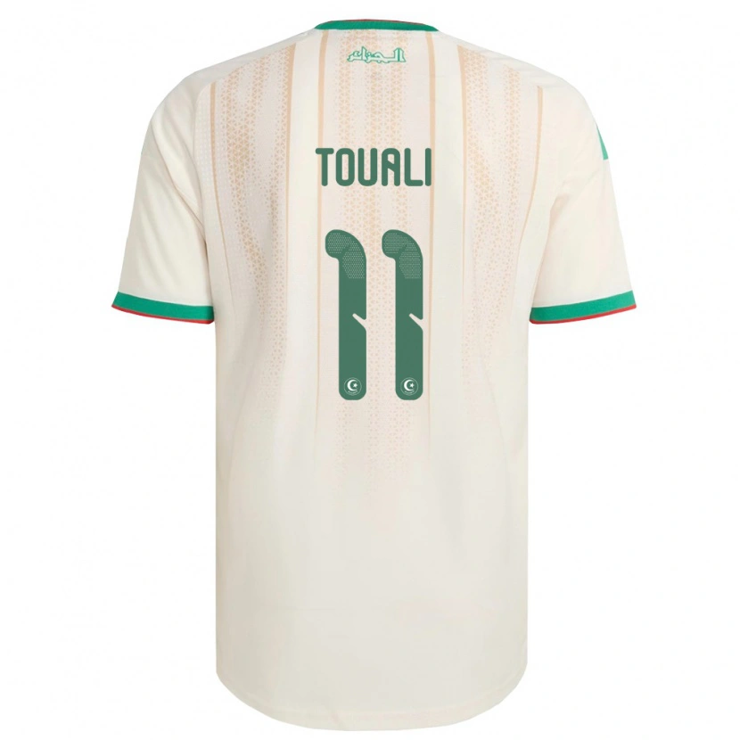 Danxen Dětské Alžírsko Khalil Touali #11 Smetanová Zelená Červená Domů Hráčské Dresy 26-28 Dres