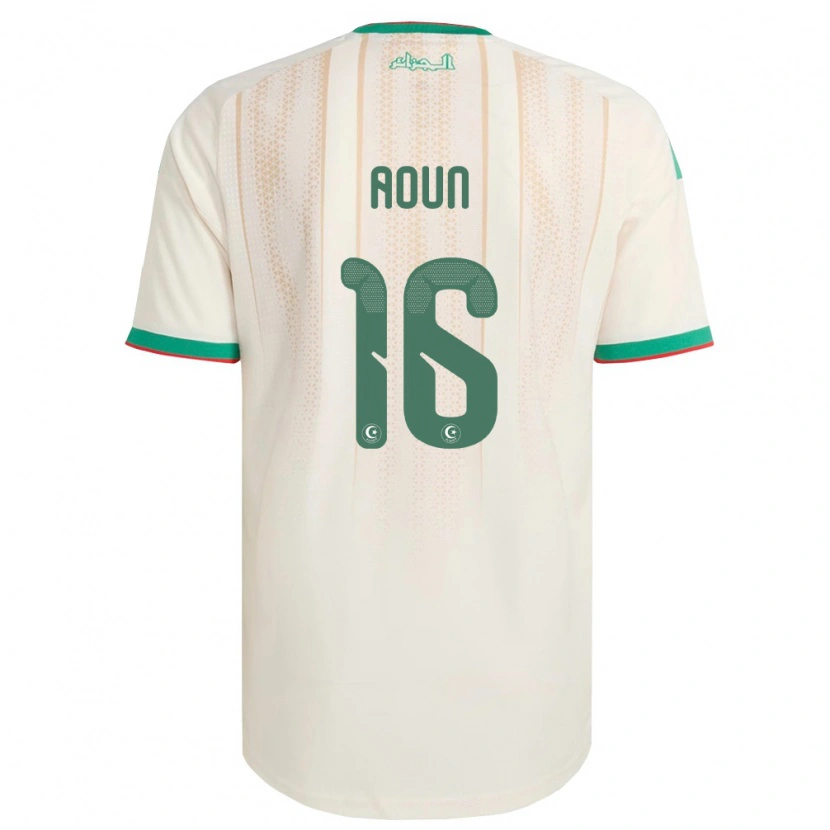 Danxen Dětské Alžírsko Abdellah Aoun #16 Smetanová Zelená Červená Domů Hráčské Dresy 26-28 Dres