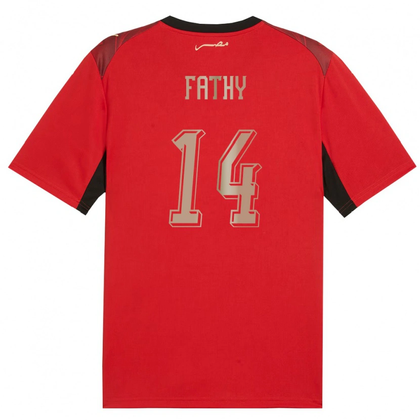 Danxen Dětské Egypt Hamdy Fathy #14 Červená Černá Zlatá Domů Hráčské Dresy 26-28 Dres