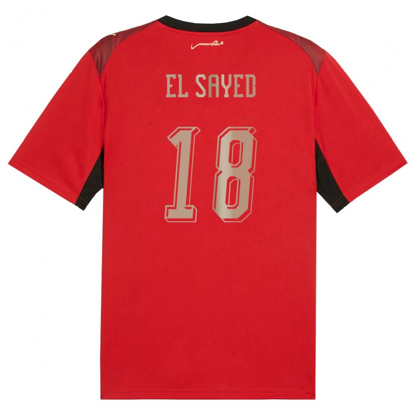 Danxen Dětské Egypt Mohamed El Sayed #18 Červená Černá Zlatá Domů Hráčské Dresy 26-28 Dres
