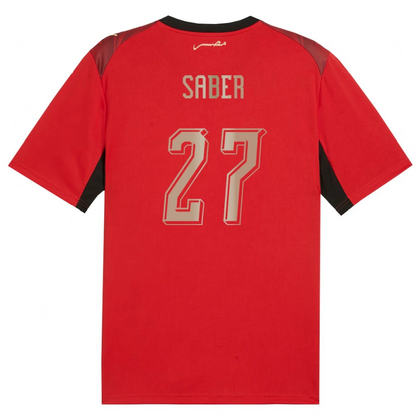 Danxen Dětské Egypt Mahmoud Saber #27 Červená Černá Zlatá Domů Hráčské Dresy 26-28 Dres