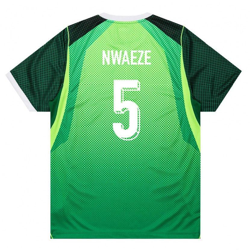 Danxen Dětské Nigérie Christopher Nwaeze #5 Zelená Bílá Domů Hráčské Dresy 26-28 Dres