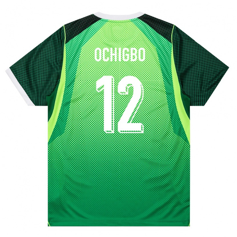 Danxen Dětské Nigérie Edward Ochigbo #12 Zelená Bílá Domů Hráčské Dresy 26-28 Dres