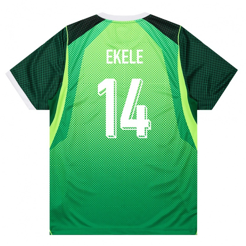 Danxen Dětské Nigérie Emmanuel Ekele #14 Zelená Bílá Domů Hráčské Dresy 26-28 Dres