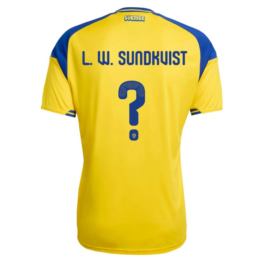 Danxen Dětské Švédsko Leandro Westberg Sundkvist #0 Žlutá Modrá Bílá Domů Hráčské Dresy 26-28 Dres