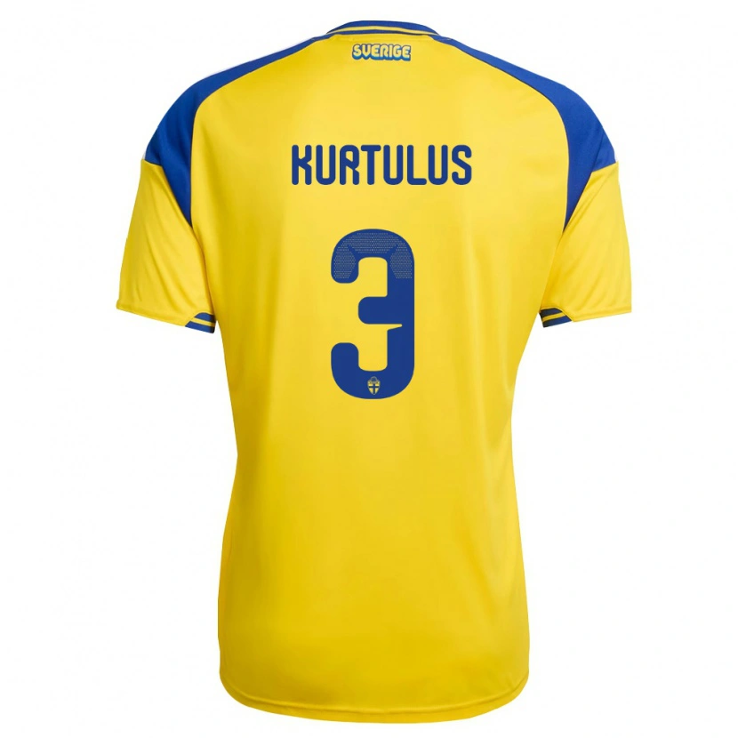 Danxen Dětské Švédsko Bleon Kurtulus #3 Žlutá Modrá Bílá Domů Hráčské Dresy 26-28 Dres