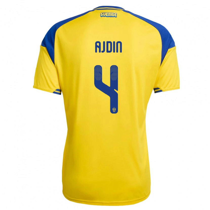 Danxen Dětské Švédsko Gjan Ajdin #4 Žlutá Modrá Bílá Domů Hráčské Dresy 26-28 Dres