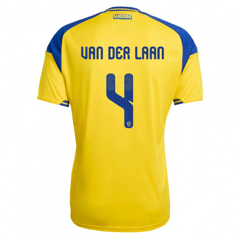 Danxen Dětské Švédsko Elvis Van Der Laan #4 Žlutá Modrá Bílá Domů Hráčské Dresy 26-28 Dres